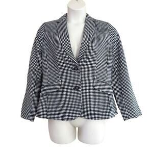 Charter Club Women's Wool Blend Houndstooth Business Wear Jacket Blazer